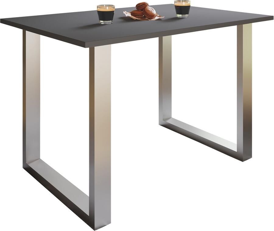 Vcm Holzesstisch H. 76 x B. 140 x T. 50 cm hochwertiges und massives Fußgestell Füße aus Eisen Küchentisch Xona U