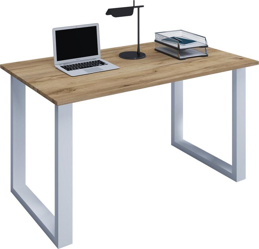 Vcm Houten bureau Computerbureau Werkbureau Kantoormeubilair Lona U Aluminium Zilver Houten bureau Computerbureau Werkbureau Kantoormeubilair Lona U Aluminium Zilver