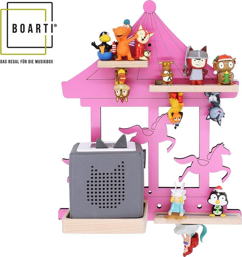 BOARTI Houten carrousel paarden kinderen plank Toniebox figuren wandplank Tonies muziekdoos Houten carrousel paarden kinderen plank Toniebox figuren wandplank Tonies muziekdoos