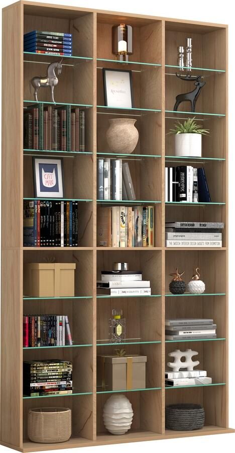 Vcm Houten CD DVD plank Boekenkast Kamerverdeler Decoratieve plank Glas Zilas XL Houten CD DVD plank Boekenkast Kamerverdeler Decoratieve plank Glas Zilas XL