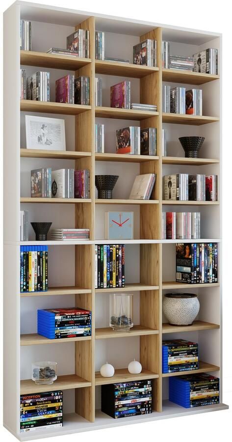 Vcm Houten CD DVD plank Boekenkast Medialijst Kamerscherm Decoratieve plank Megosa XL Houten CD DVD plank Boekenkast Medialijst Kamerscherm Decoratieve plank Megosa XL