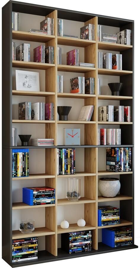 Vcm Houten CD DVD plank Boekenkast Medialijst Kamerscherm Decoratieve plank Megosa XL Houten CD DVD plank Boekenkast Medialijst Kamerscherm Decoratieve plank Megosa XL