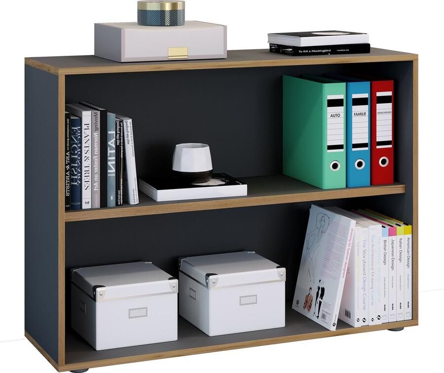 Vcm Houten kantoorstandaard plank boekenkast plank Salia 2-voudig b. 100 cm Houten kantoorstandaard plank boekenkast plank Salia 2-voudig b. 100 cm