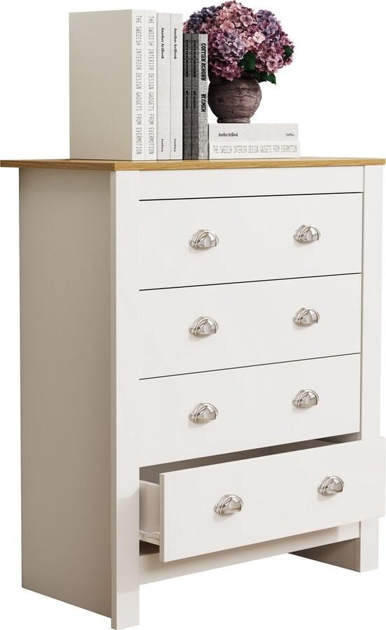 Vcm Houten ladekast dressoir dressoirkast halmeubel lade Balusa XL Houten ladekast dressoir dressoirkast halmeubel lade Balusa XL