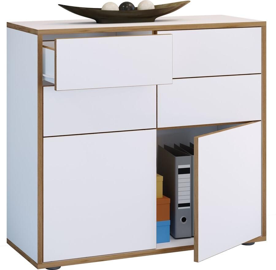 Vcm Houten ladekast dressoir highboard dressoirkast kantoormeubilair Salia breedte 100 cm lade draaideuren Houten ladekast dressoir highboard dressoirkast kantoormeubilair Salia breedte 100 cm lade draaideuren