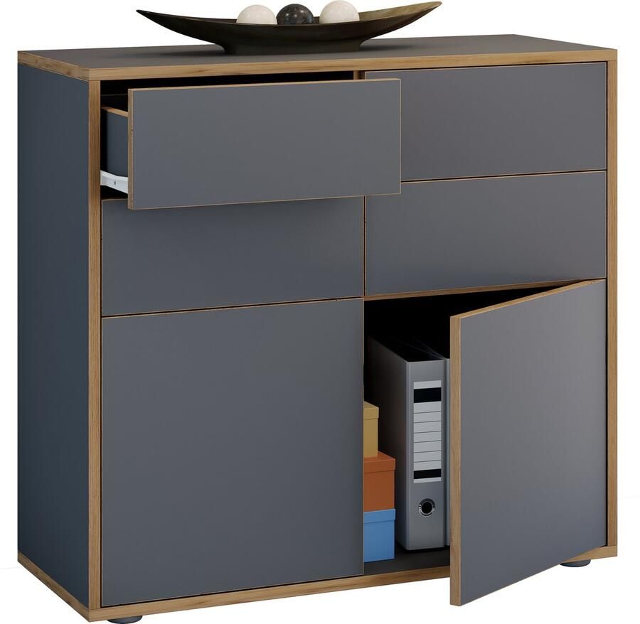 Vcm Houten ladekast dressoir highboard dressoirkast kantoormeubilair Salia breedte 100 cm lade draaideuren Houten ladekast dressoir highboard dressoirkast kantoormeubilair Salia breedte 100 cm lade draaideuren