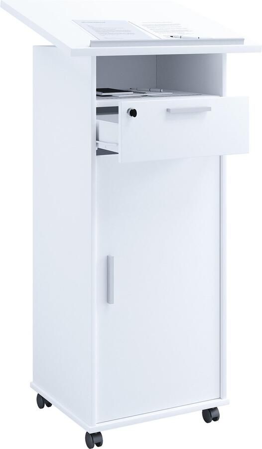 Vcm Houten Staand Bureau Lectern Mobiele Staande Tafel Rolbare Wielen Lade Melta Deur Houten Staand Bureau Lectern Mobiele Staande Tafel Rolbare Wielen Lade Melta Deur - Foto 3