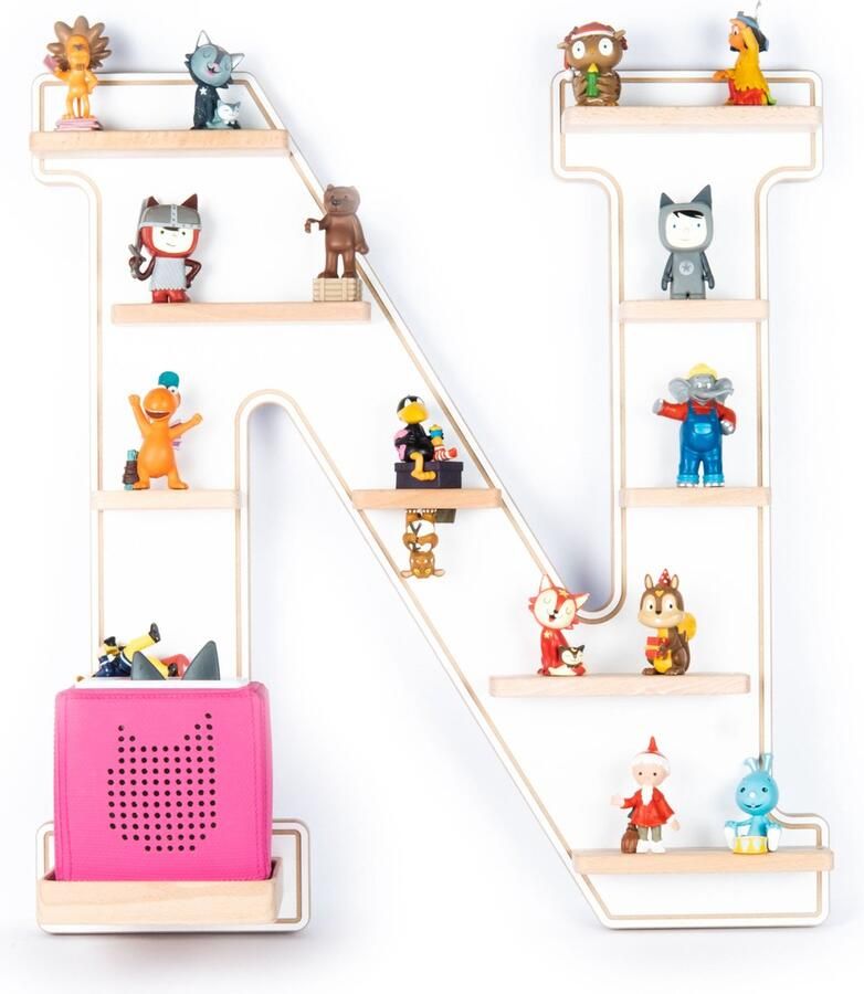 BOARTI Houten letter N kinderplankje Toniebox figuren wandplank Tonies muziekdoosje Houten letter N kinderplankje Toniebox figuren wandplank Tonies muziekdoosje