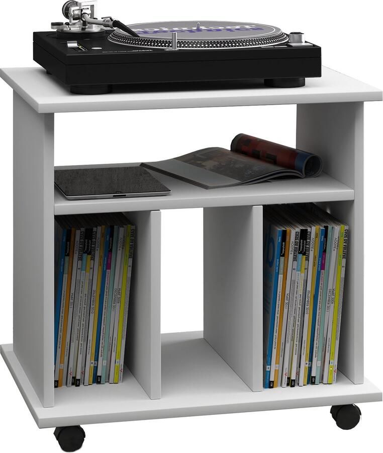 Vcm Houten LP platenkast media plank opslag rolbare wielen Retal Houten LP platenkast media plank opslag rolbare wielen Retal