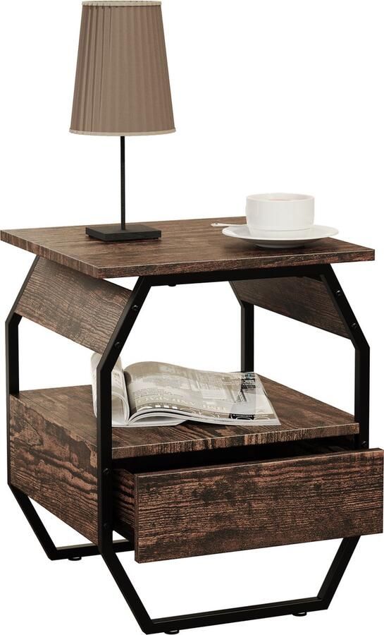 Vcm Houten metalen bijzettafel Salontafel Sofa-tafel Woonkamertafel Salontafel Aulari S Houten metalen bijzettafel Salontafel Sofa-tafel Woonkamertafel Salontafel Aulari S