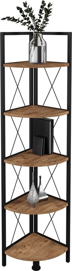 Vcm Houten metalen hoek plank opslag stand plank boekenplank decoratieve boeken stand plank Insasi 5 Houten metalen hoek plank opslag stand plank boekenplank decoratieve boeken stand plank Insasi 5