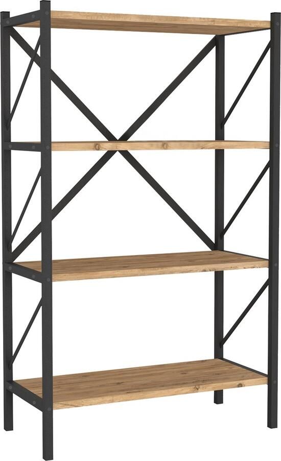 Vcm Houten Metalen Opbergrek Boekenplank Deco Boekenrek Insasi 4 Houten Metalen Opbergrek Boekenplank Deco Boekenrek Insasi 4 - Foto 2