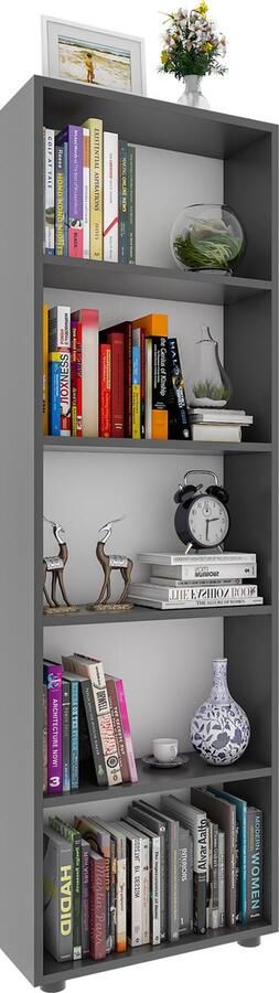 Vcm Houten opbergstandaard boekenplank Deco boekenstandaard Bulas 5 vakken Houten opbergstandaard boekenplank Deco boekenstandaard Bulas 5 vakken