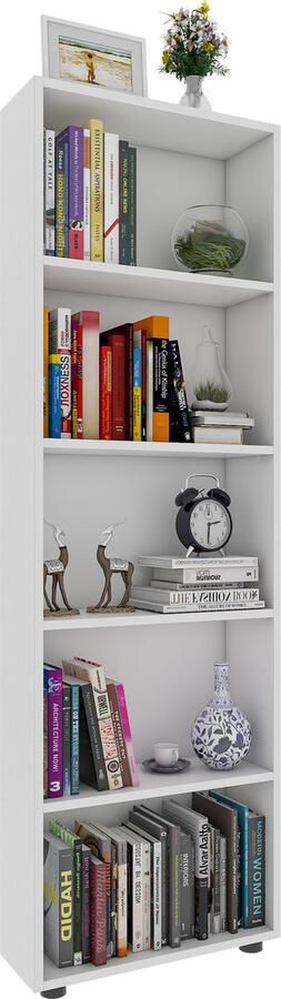 Vcm Houten opbergstandaard boekenplank Deco boekenstandaard Bulas 5 vakken Houten opbergstandaard boekenplank Deco boekenstandaard Bulas 5 vakken