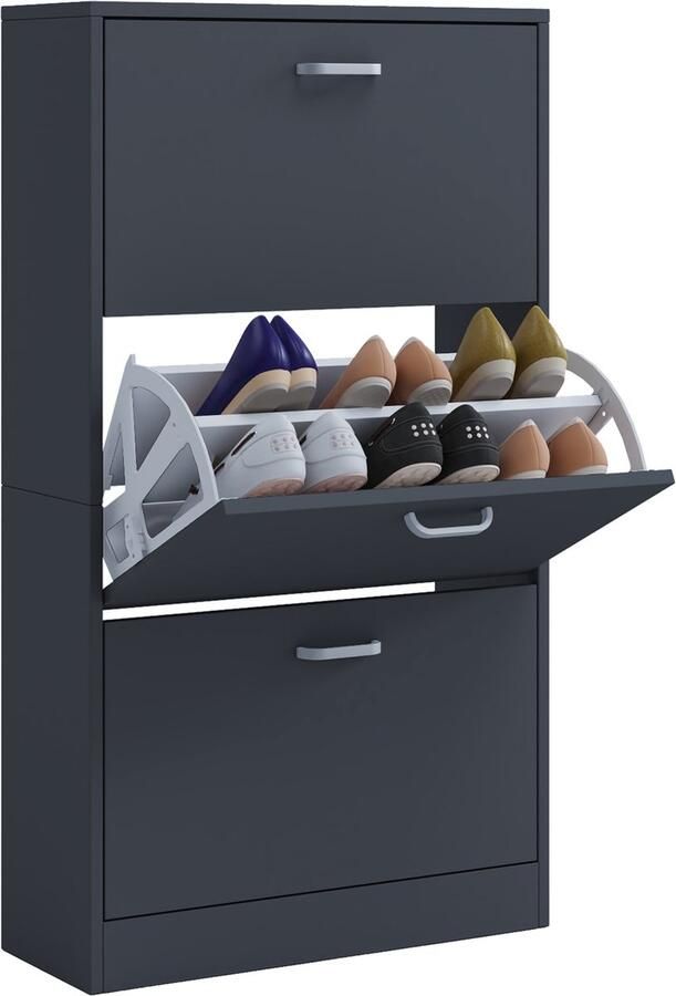 Vcm Houten plank Kipper schoenenrek Schoenenkast Schoenenkipper 3 kleppen Sipos L Houten plank Kipper schoenenrek Schoenenkast Schoenenkipper 3 kleppen Sipos L