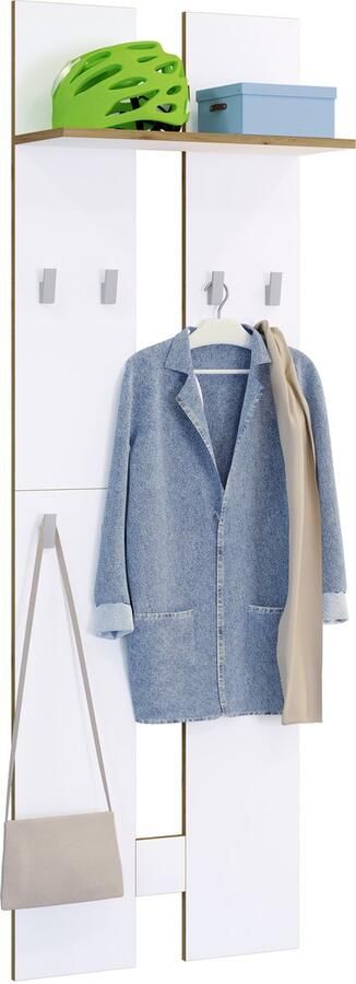 Vcm Houten set halmeubelen kapstok kapstokhaken paneel hoedenplank Salia L Houten set halmeubelen kapstok kapstokhaken paneel hoedenplank Salia L