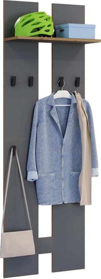 Vcm Houten set halmeubelen kapstok kapstokhaken paneel hoedenplank Salia L Houten set halmeubelen kapstok kapstokhaken paneel hoedenplank Salia L