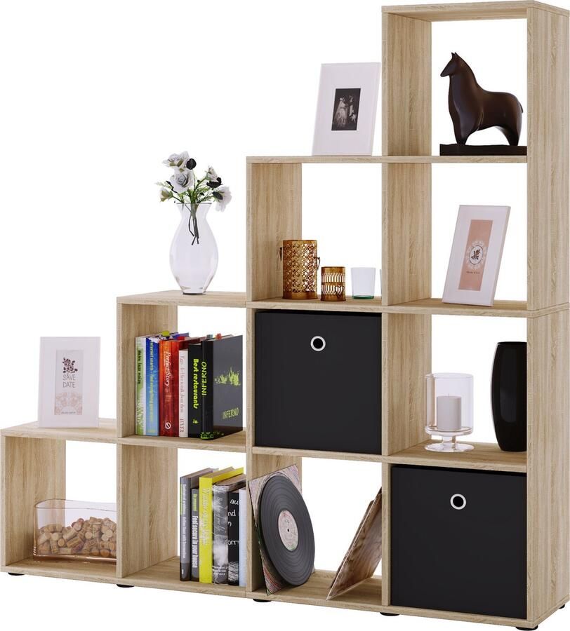 Vcm Houten trapplank Opstapplank Kubus Staande plank Ruimteverdeler 10 vakken Napoli Houten trapplank Opstapplank Kubus Staande plank Ruimteverdeler 10 vakken Napoli