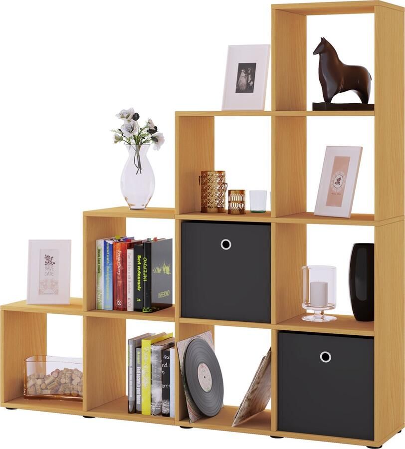 Vcm Houten trapplank Opstapplank Kubus Staande plank Ruimteverdeler 10 vakken Napoli Houten trapplank Opstapplank Kubus Staande plank Ruimteverdeler 10 vakken Napoli