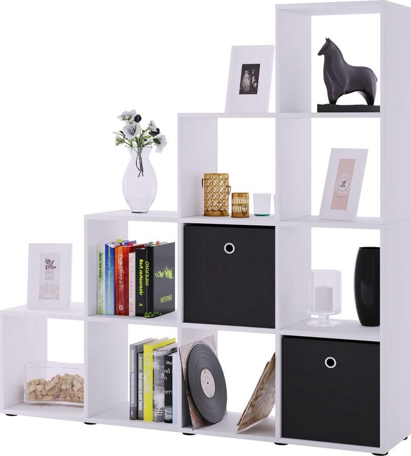 Vcm Houten trapplank Opstapplank Kubus Staande plank Ruimteverdeler 10 vakken Napoli Houten trapplank Opstapplank Kubus Staande plank Ruimteverdeler 10 vakken Napoli