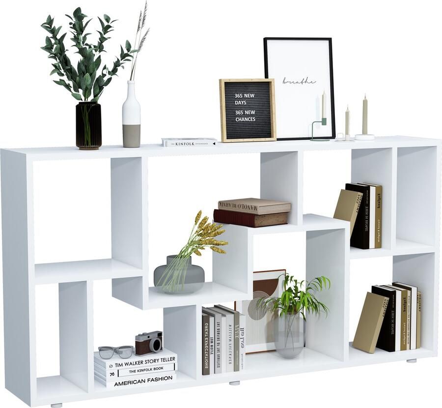 Vcm Houten vrijstaande boekenplank Medialijst Opbergruimte Ruimteverdeler Decoratieve plank Lanisa L Houten vrijstaande boekenplank Medialijst Opbergruimte Ruimteverdeler Decoratieve plank Lanisa L