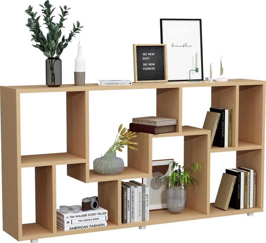 Vcm Houten vrijstaande boekenplank Medialijst Opbergruimte Ruimteverdeler Decoratieve plank Lanisa L Houten vrijstaande boekenplank Medialijst Opbergruimte Ruimteverdeler Decoratieve plank Lanisa L