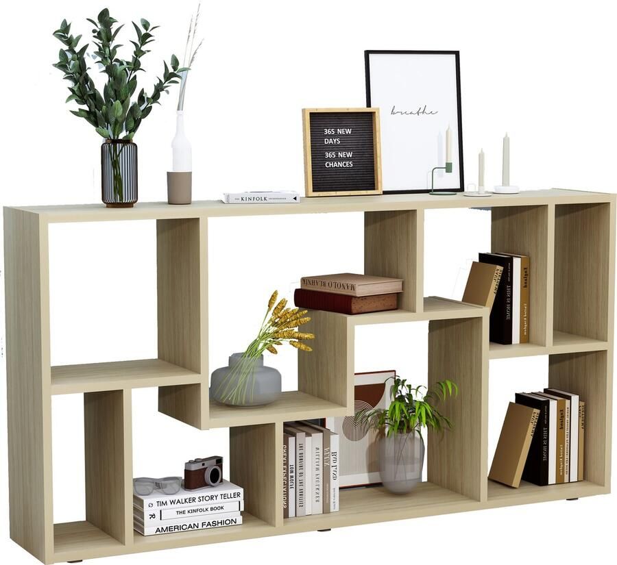 Vcm Houten vrijstaande boekenplank Medialijst Opbergruimte Ruimteverdeler Decoratieve plank Lanisa L Houten vrijstaande boekenplank Medialijst Opbergruimte Ruimteverdeler Decoratieve plank Lanisa L - Foto 2