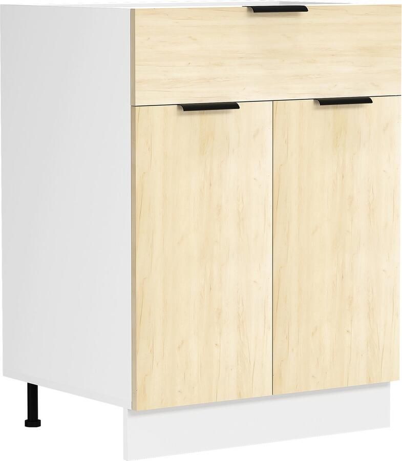 Vcm Küchenschrank Maße ca. H. 82 x B. 60 x. T. 46 cm Unterschrank mit zwei Drehtüren und einer Schublade Küchenmöbel Fasola