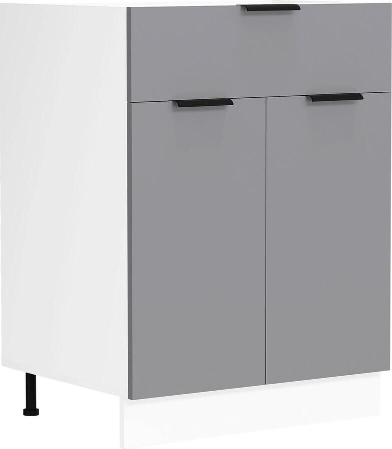 Vcm Küchenschrank Maße ca. H. 82 x B. 60 x. T. 46 cm Unterschrank mit zwei Drehtüren und einer Schublade Küchenmöbel Fasola