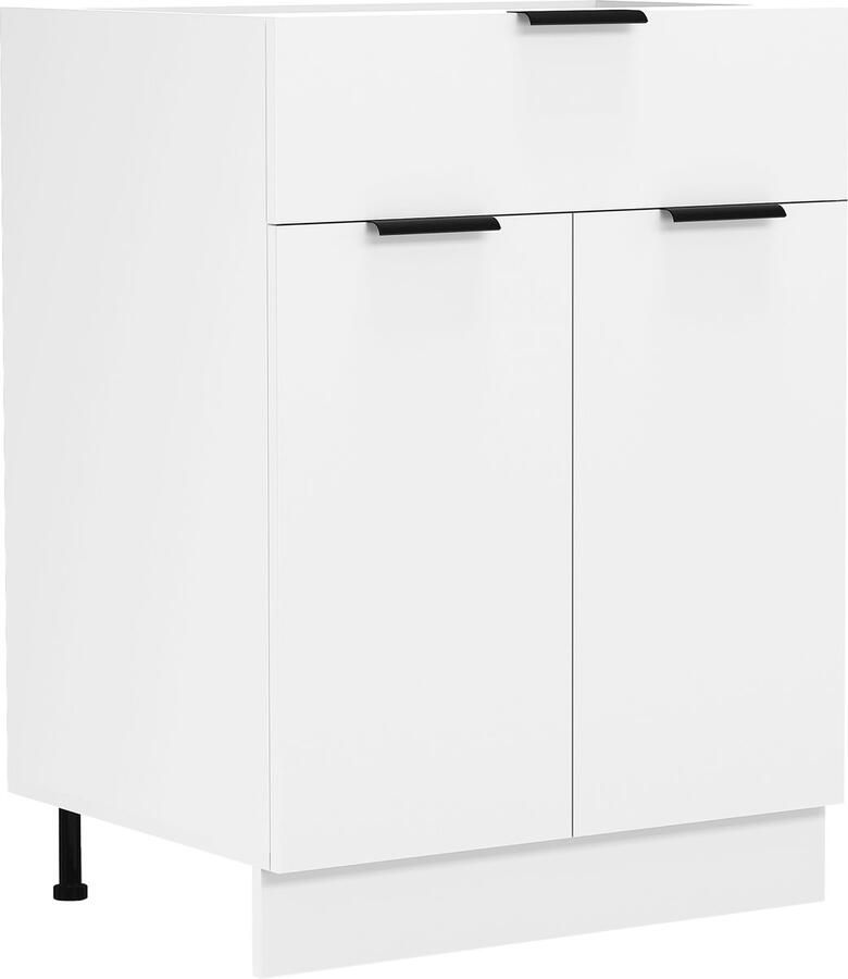 Vcm Küchenschrank Maße ca. H. 82 x B. 60 x. T. 46 cm Unterschrank mit zwei Drehtüren und einer Schublade Küchenmöbel Fasola