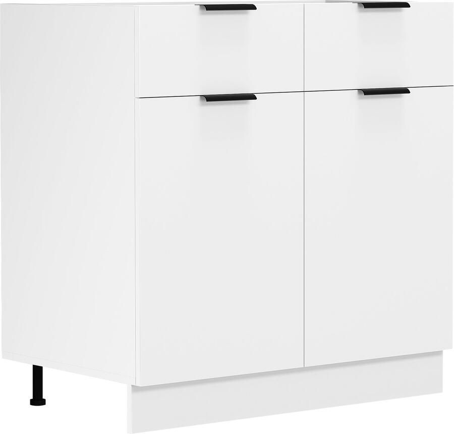 Vcm Küchenschrank Maße ca. H. 82 x B. 80 x. T. 46 cm Unterschrank mit zwei Drehtüren und zwei Schubladen Küchenmöbel – Fasola