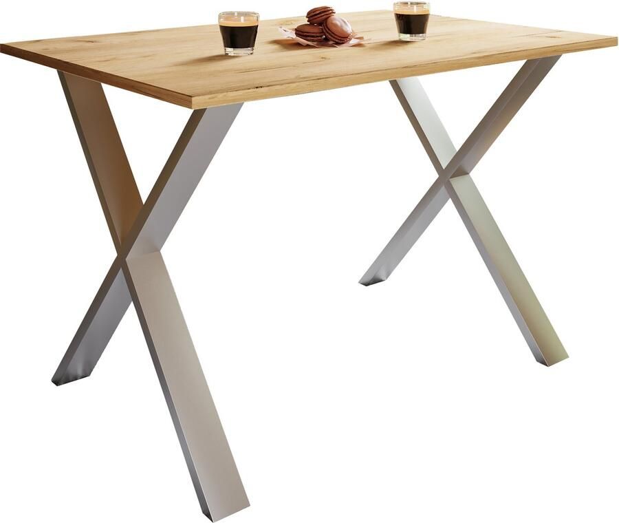 Vcm Premium Holz Esstisch H. 76 x B. 140 x T. 80 cm Küchentisch Speisetisch Tisch Xona X