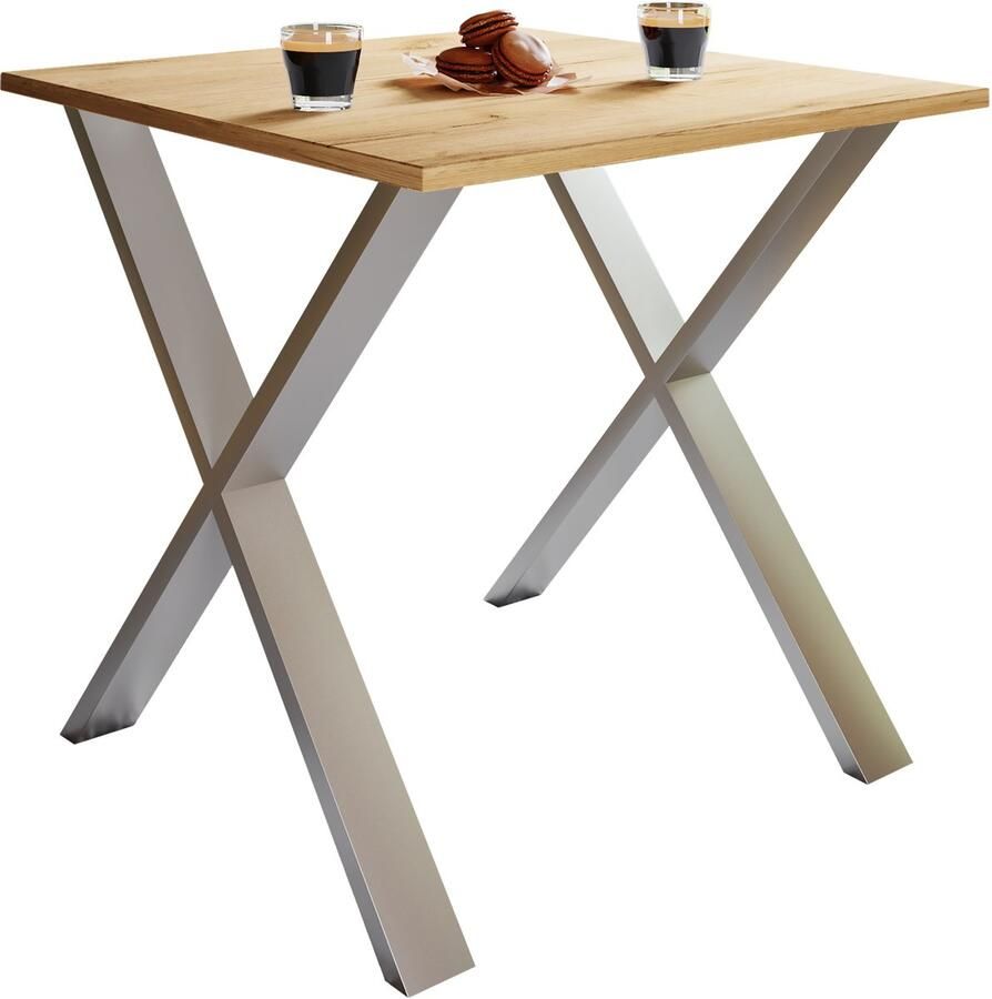 Vcm Premium Holz Esstisch H. 76 x B. 80 x T. 80 cm Küchentisch Speisetisch Tisch Xona X