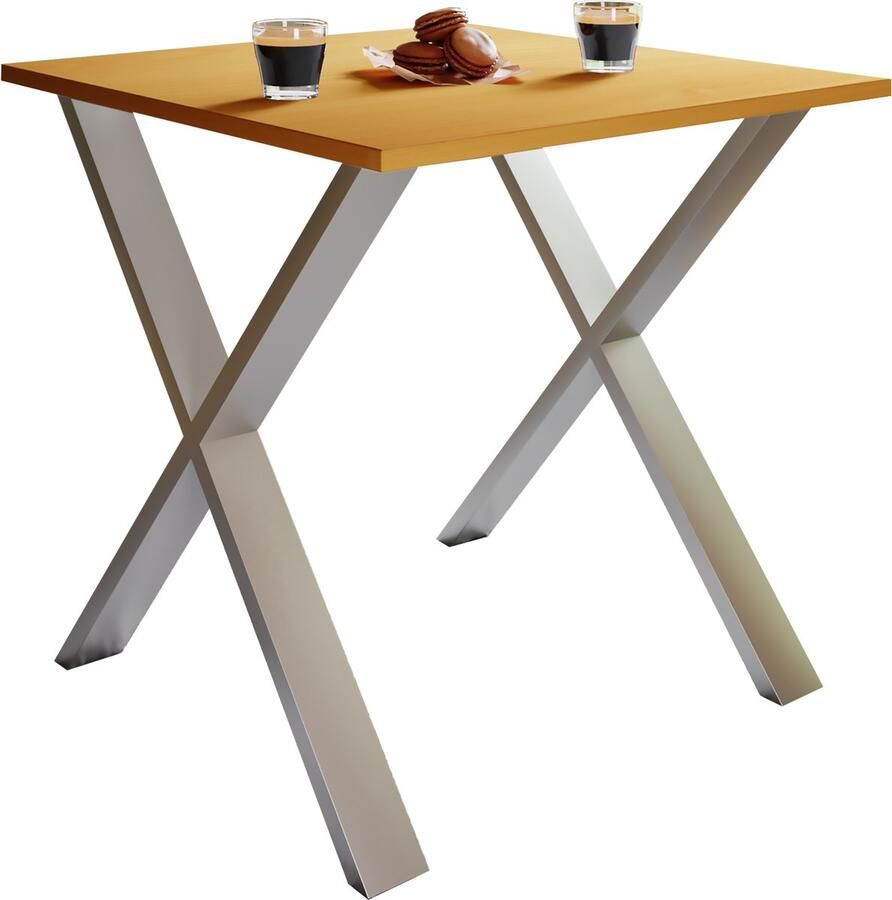 Vcm Premium houten eettafel Keukentafel Eettafel Tafel Xona X Zilver Premium houten eettafel Keukentafel Eettafel Tafel Xona X Zilver