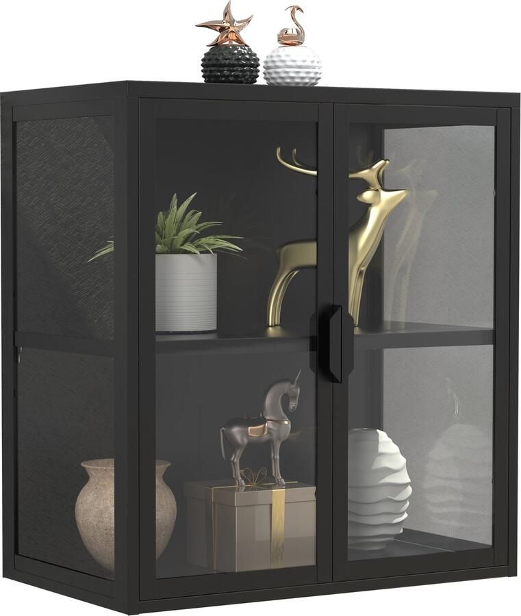 Vcm Stahl Wandvitrine Hängevitrine Glasvitrine Wand Schaukasten Vitrine Glas 65x60x35 cm Flokas S