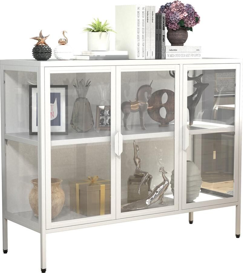 Vcm stalen vitrinekast glazen vitrinekast dressoir ladekast highboard vrijstaande vitrinekast 80x100x35 Floka L stalen vitrinekast glazen vitrinekast dressoir ladekast highboard vrijstaande vitrinekast 80x100x35 Floka L