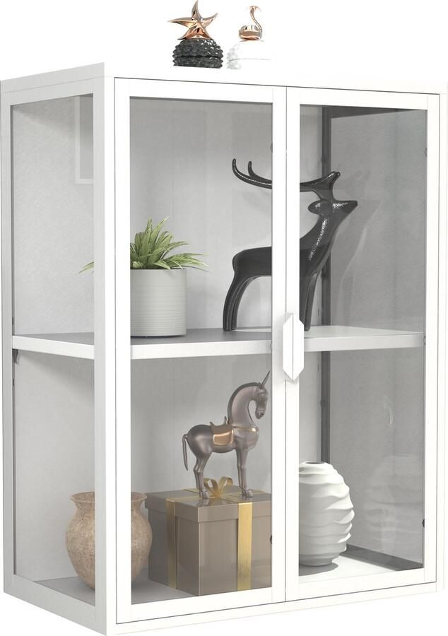 Vcm Glasvitrine hängend Vitrine Glas mit ESG-Sicherheitsglas| Maße ca. H. 80 x B. 60 x T. 35 cm Hängevitrine Glas Modern und platzsparend Glas Vitrinenschrank Flokas M