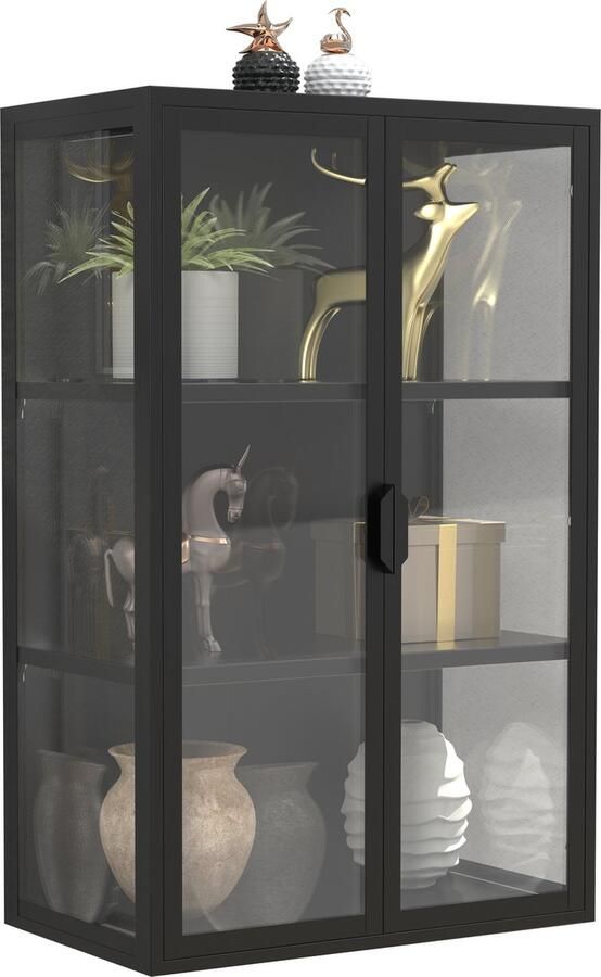 Vcm stalen wandvitrine glas wandvitrine glas 95x60x35 cm Floka L stalen wandvitrine glas wandvitrine glas 95x60x35 cm Floka L