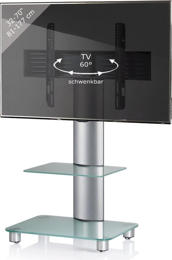 Vcm Universeel TV VESA statief Televisierek aluminium glas oprolbare wielen Tosal ZW Universeel TV VESA statief Televisierek aluminium glas oprolbare wielen Tosal ZW - Foto 2