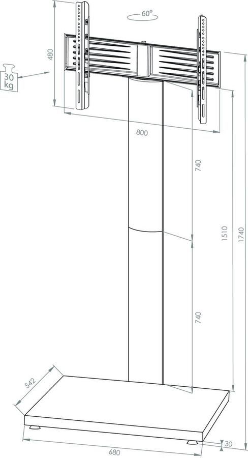 Vcm Universele TV-standaard wielen oprolbaar aluminium Onu Universele TV-standaard wielen oprolbaar aluminium Onu