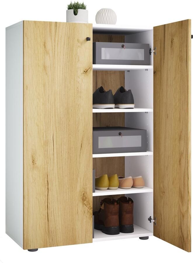 Vcm XL Houten Grote Schoenenkast Schoenrek Grote Laarzen Hal Meubelen Lona 5 Compartimenten XL Houten Grote Schoenenkast Schoenrek Grote Laarzen Hal Meubelen Lona 5 Compartimenten - Foto 2