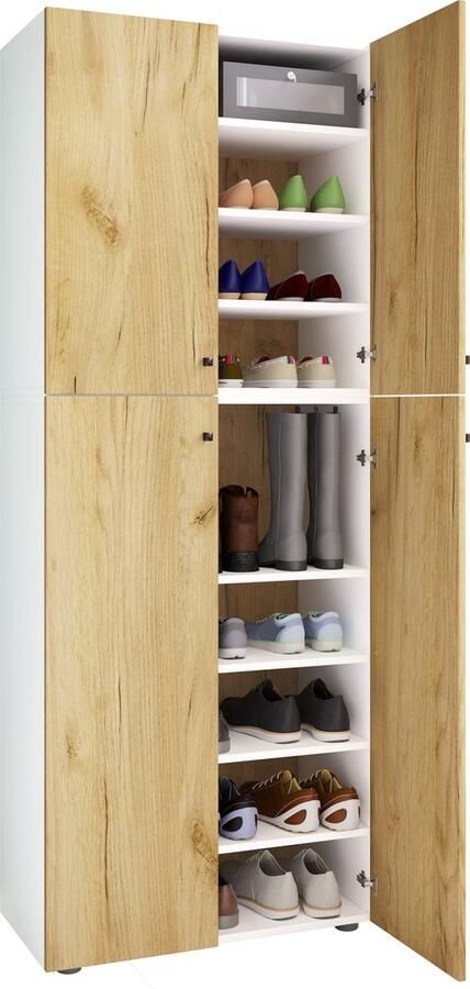 Vcm XXL houten grote schoenenkast schoenenrek laarzen groot Lona 9 vakken XXL houten grote schoenenkast schoenenrek laarzen groot Lona 9 vakken