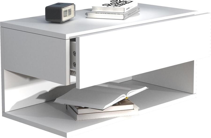 Vcm zwarte nachtkastje voor slaapkamer groot nachtkastje met lades voor slaapkamer nachtkastje met lades nachtkastjes Houten wandlade nachtkastje wandplank lade console nachtkastje Usal XL 60 cm - Foto 3