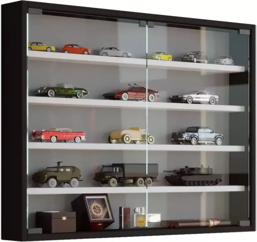 Vcm Vitrinekast wandvitrine Osado L zwart