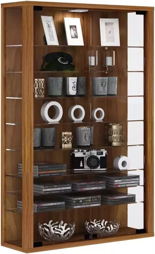 Vcm Vitrinekast wandvitrine Vitrosa Mini donkerbruin noten kleur