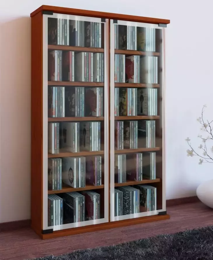 Vcm Houten CD DVD tribune plank Kabinet Opslag Bevindende plank Galerij Glazen deur Houten CD DVD tribune plank Kabinet Opslag Bevindende plank Galerij Glazen deur - Foto 2