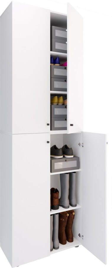 Vcm XL houten grote schoenenkast schoenenrek grote laarzen halmeubel Lona 6 vakken scharnierende deuren XL houten grote schoenenkast schoenenrek grote laarzen halmeubel Lona 6 vakken scharnierende deuren