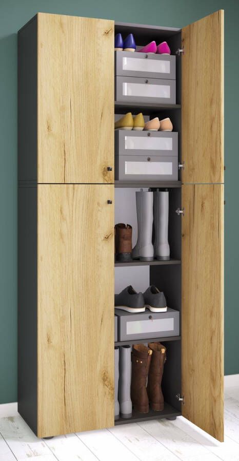 Vcm XXL houten grote schoenenkast schoenendressoir schoenenrek laarzen groot Lona 5 vakken XXL houten grote schoenenkast schoenendressoir schoenenrek laarzen groot Lona 5 vakken