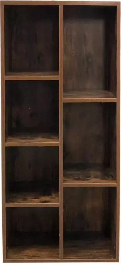 VDD Boekenkast open vakkenkast wandkast 130 cm hoog vintage bruin walnoot kleurig