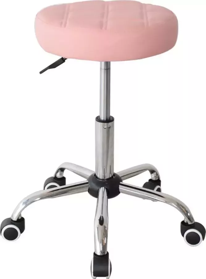 VDD Bureaustoel kruk bureaukruk kantoorkruk met wielen hoogte instelbaar roze - Foto 1